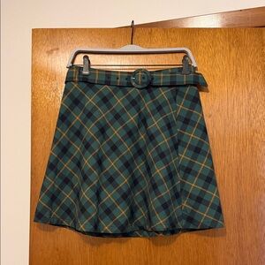 ModCloth/princess highway plaid green belted skirt